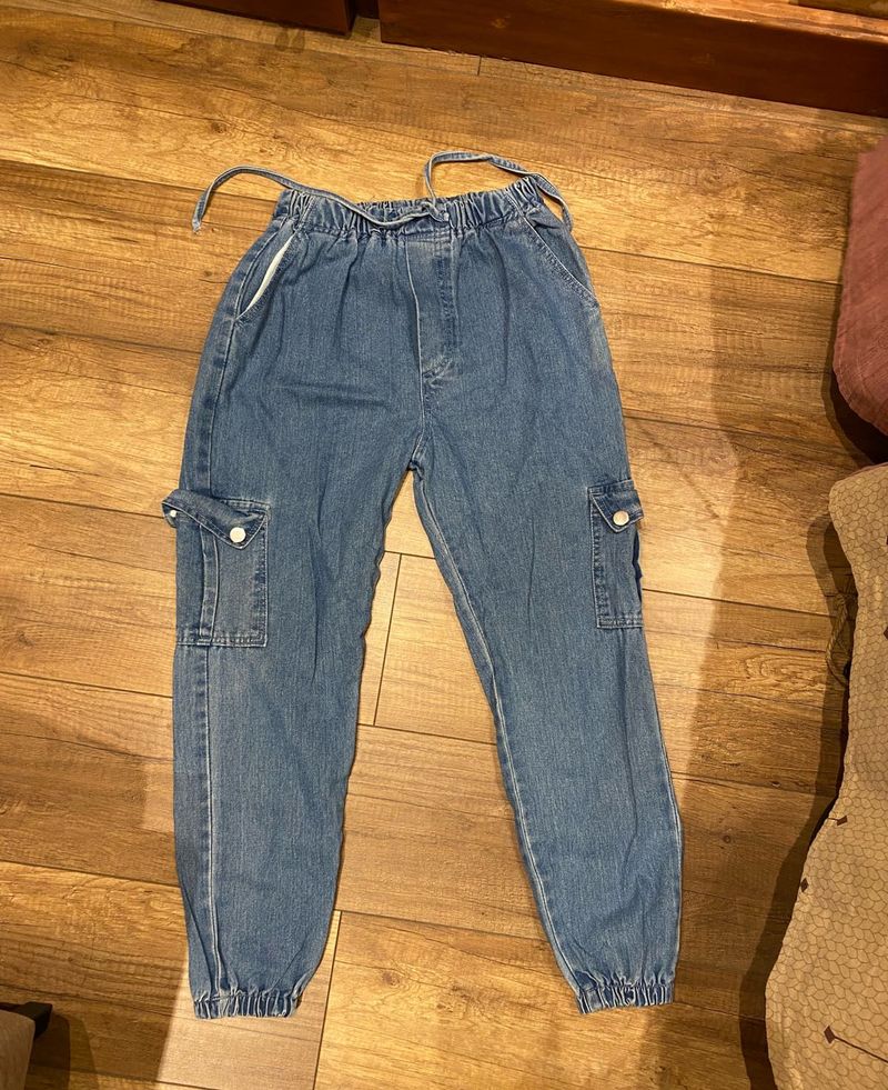 Denim Cargo Joggers