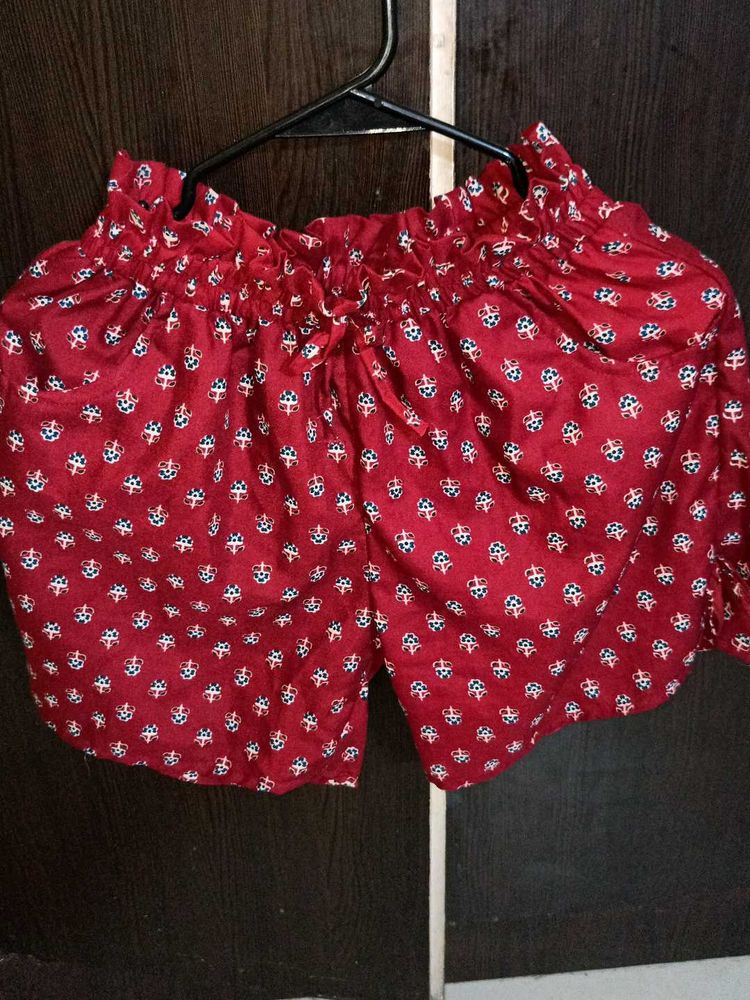 Cute Red Printed Shorts