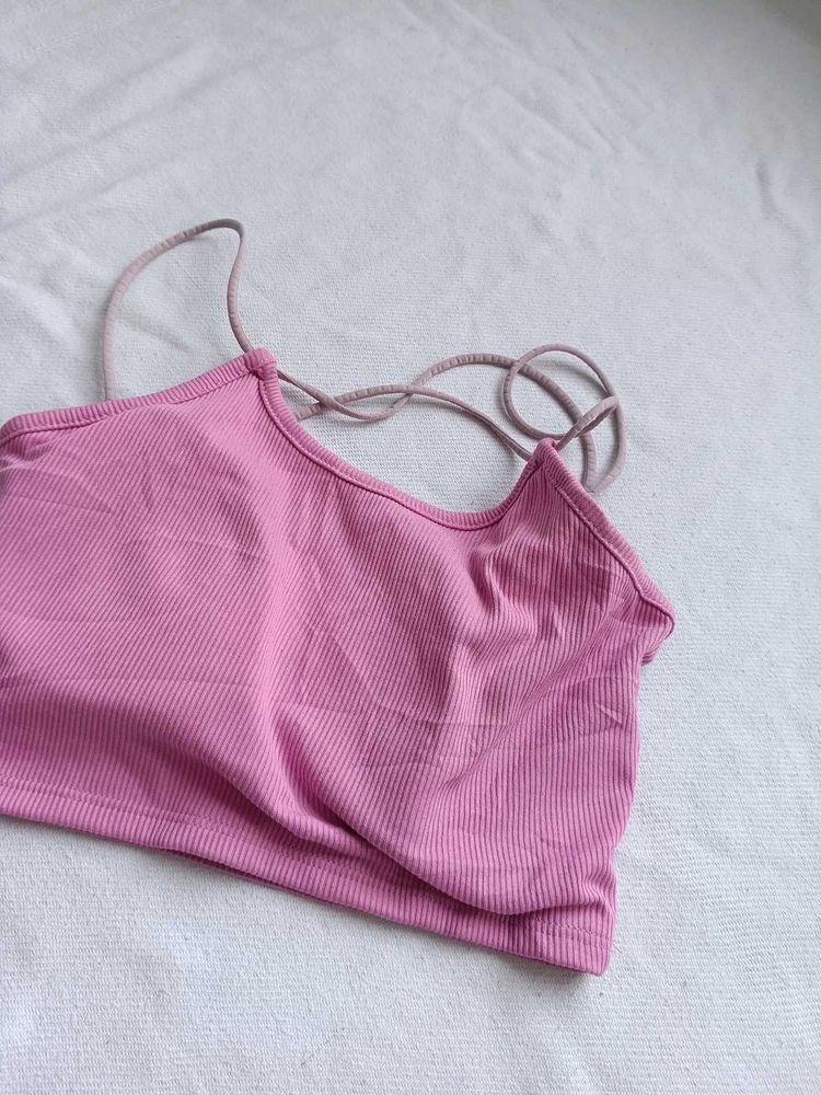 Ribbed Pink Camisole Top
