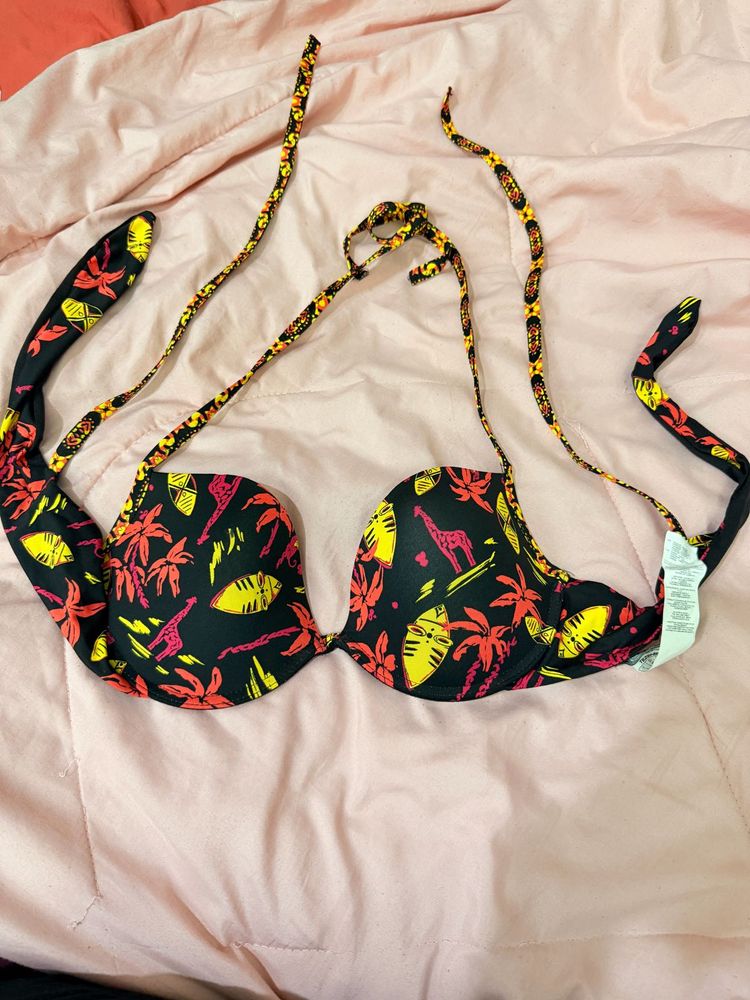 Tropical Print Bikini Top