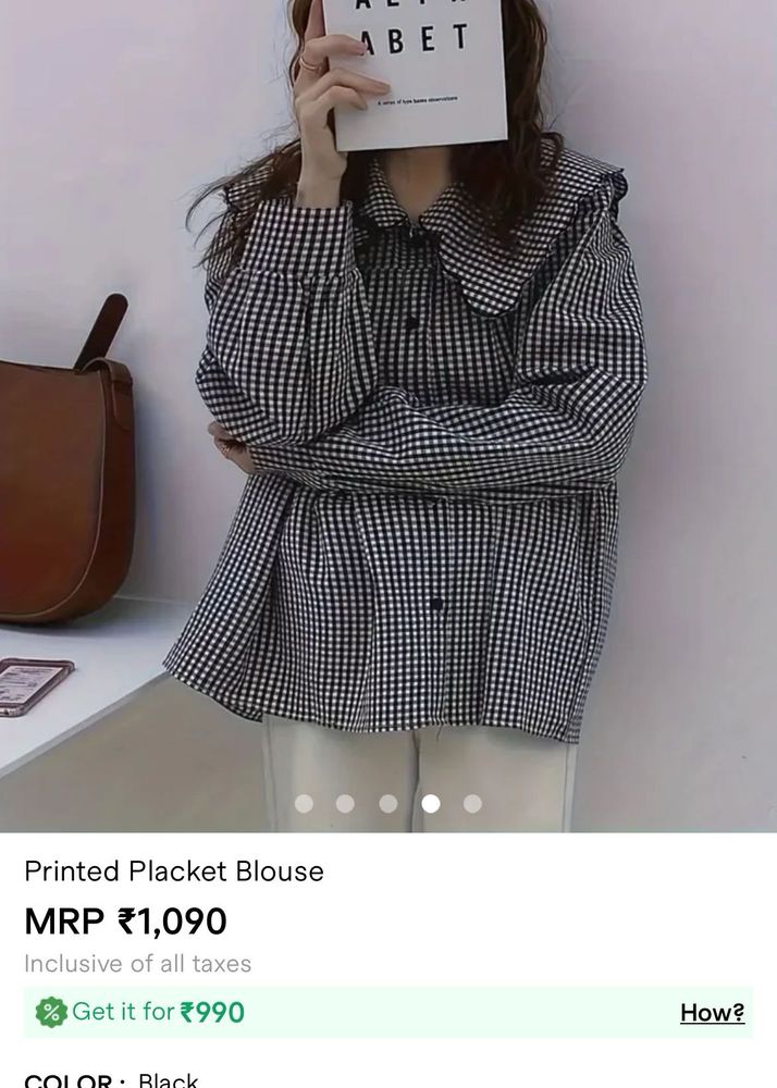 cute gingham Korean top