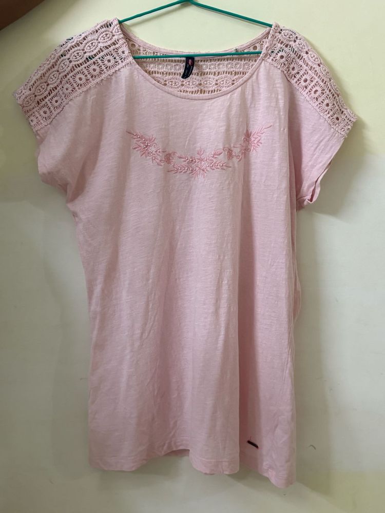 Light Pink Lace Detail Tunic