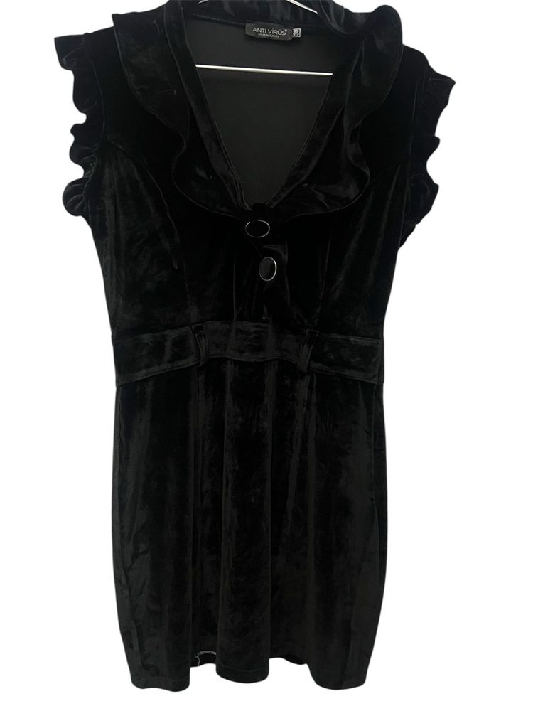 Velvet Ruffle Detail Dress