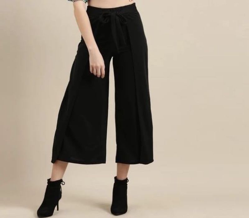 Chic Black Wide Leg Pants with Belt