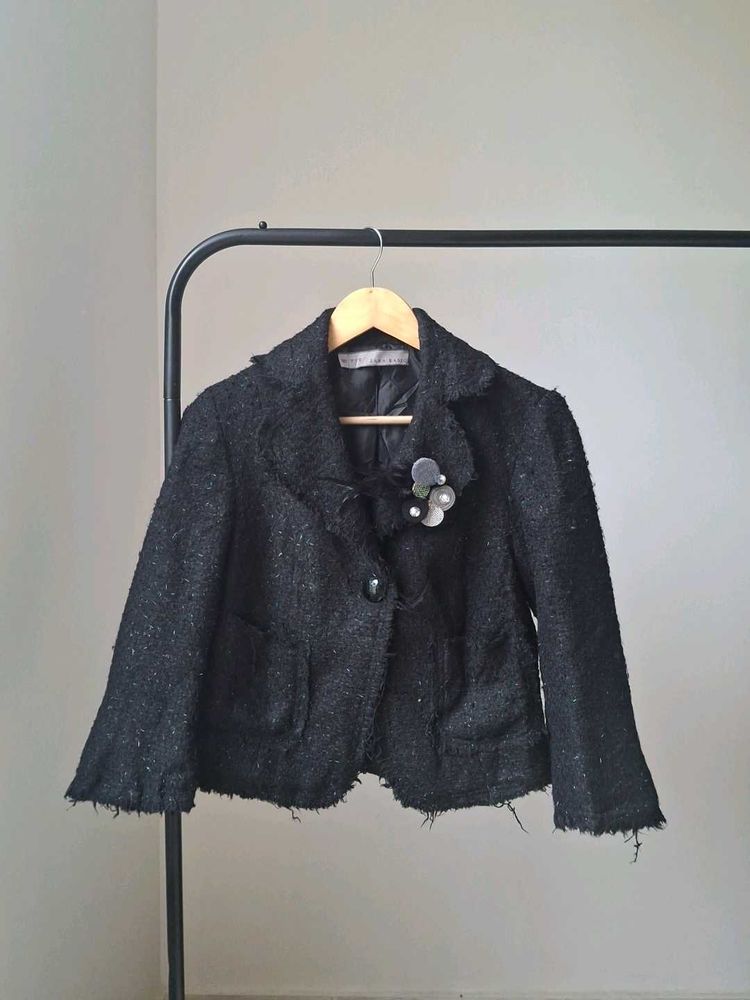 ZARA Chic Black Tweed Jacket