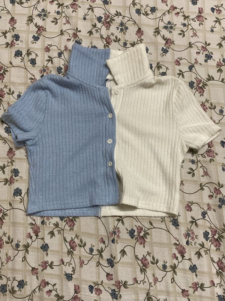 Two-Tone Ribbed Knit Top