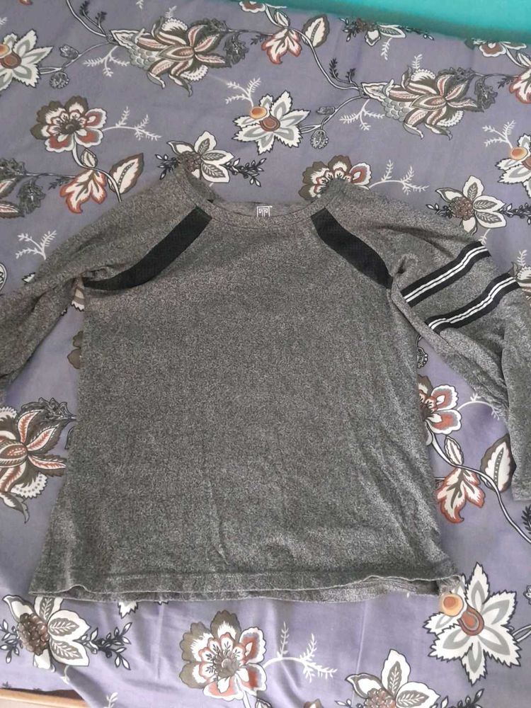 Grey Long Sleeve Top