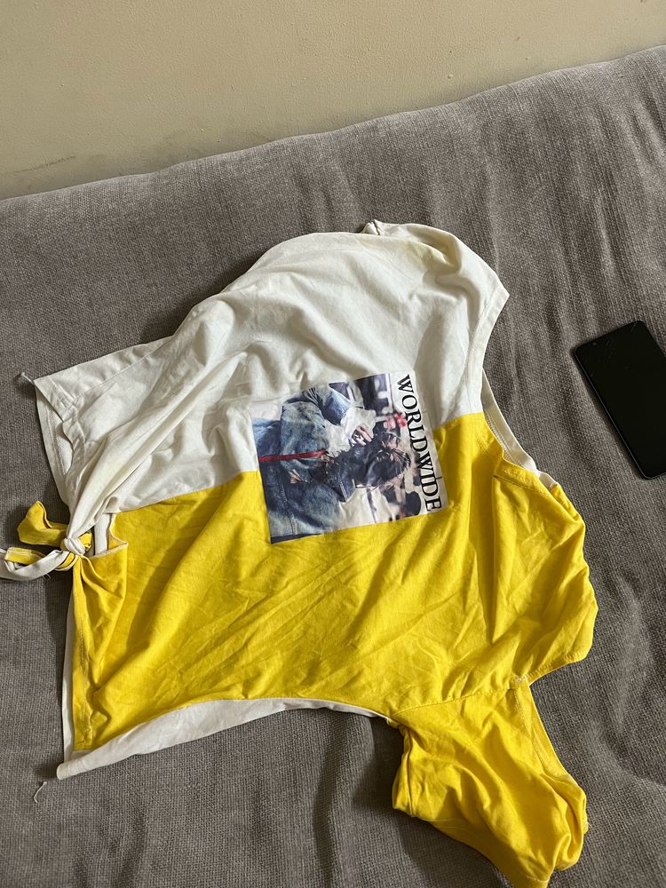 Yellow and White Color Top