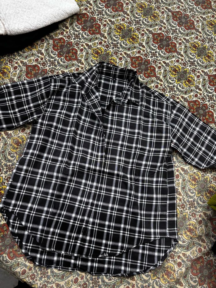 Black &amp; White Checkered Shirt | XXL