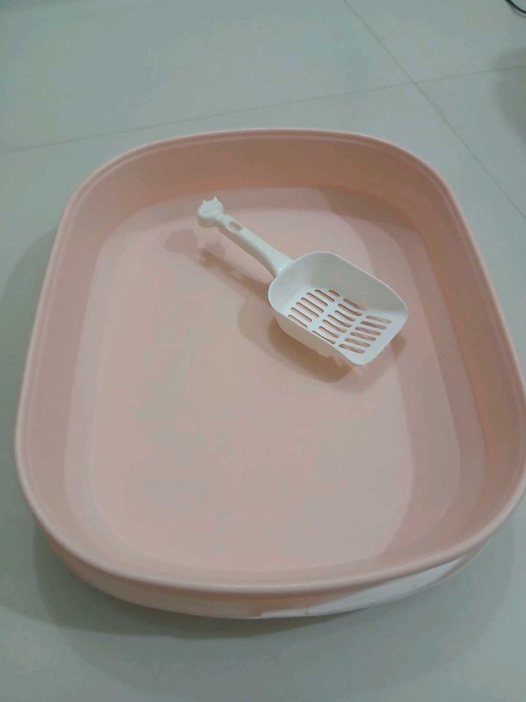 Pink Cat Litter Box with Scoop