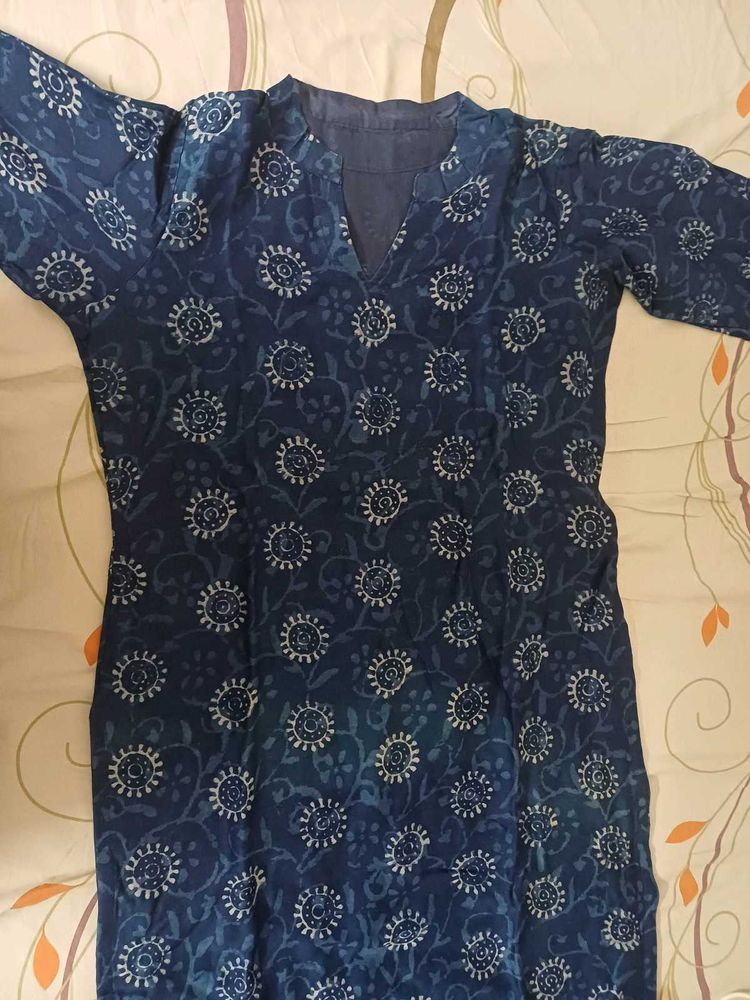 Blue Block Print Cotton 3 piece SALWAR