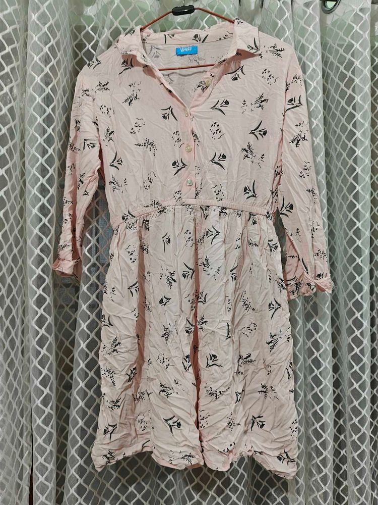 Light Pink Floral Print Dress