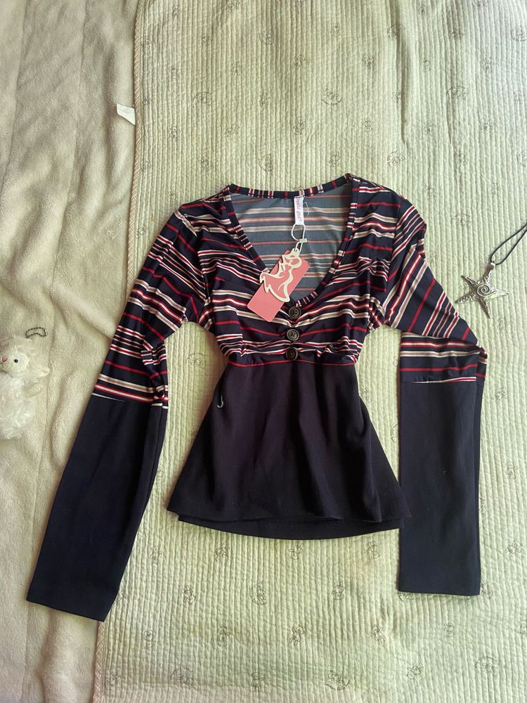 y2k stripped fitted top