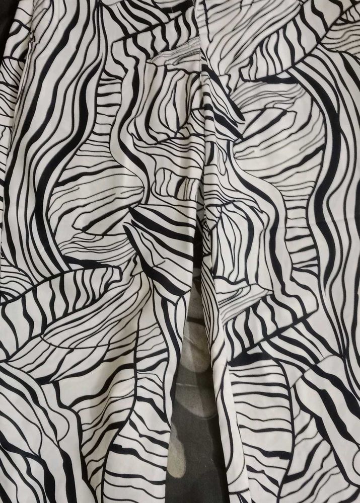 Monochrome Abstract Print Trousers