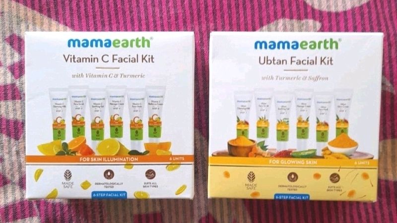 mama earth Vitamin C &amp; Ubtan Facial Kit Pack Of 2