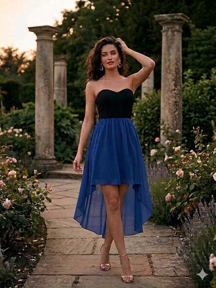 Strapless High-Low Royal Blue Dress