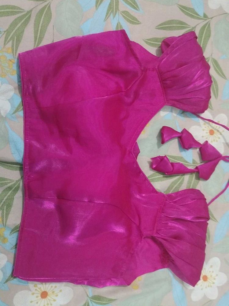 Vibrant Pink Ruffled Sleeve Blouse