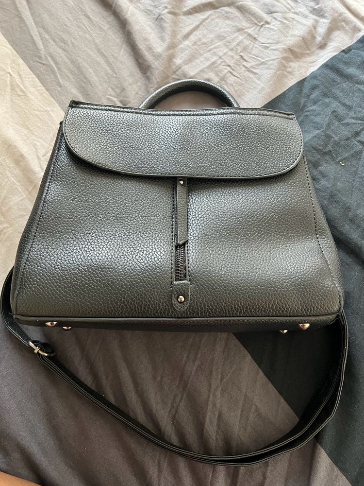 Black Structured Satchel Bag