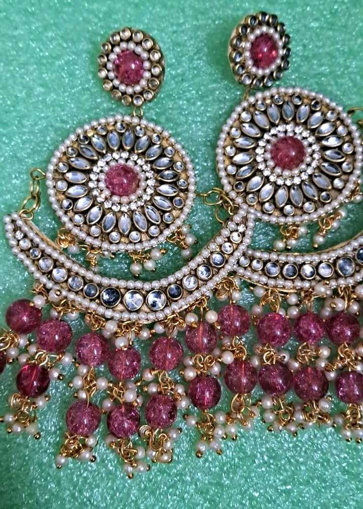 Stunning Pink Beaded Statement Earrings