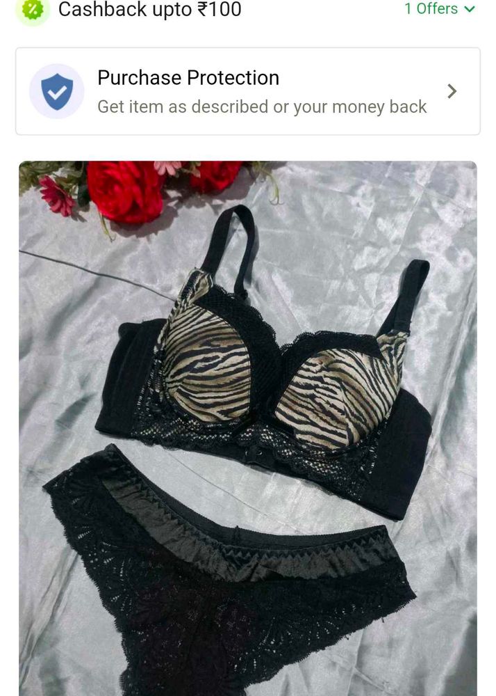 Lace Trimmed Bra &amp; Panty Set
