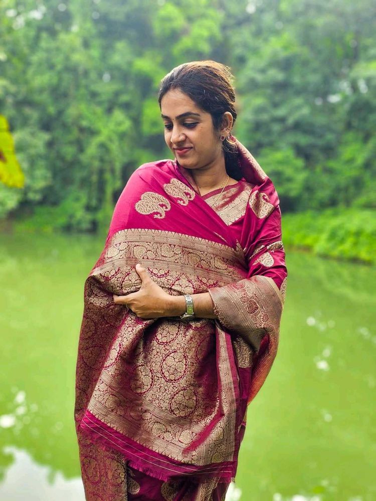 Elegant Maroon Banarasi Silk Saree