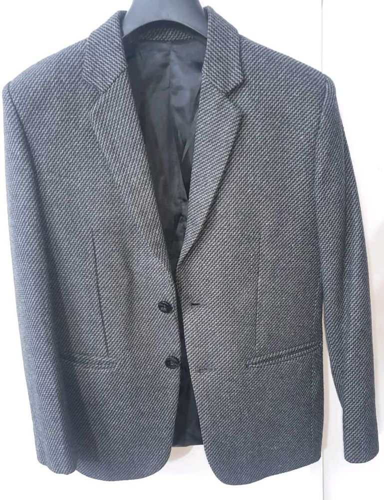 Grey Textured Formal Blazer