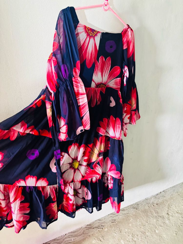 Floral Print Tiered Dress