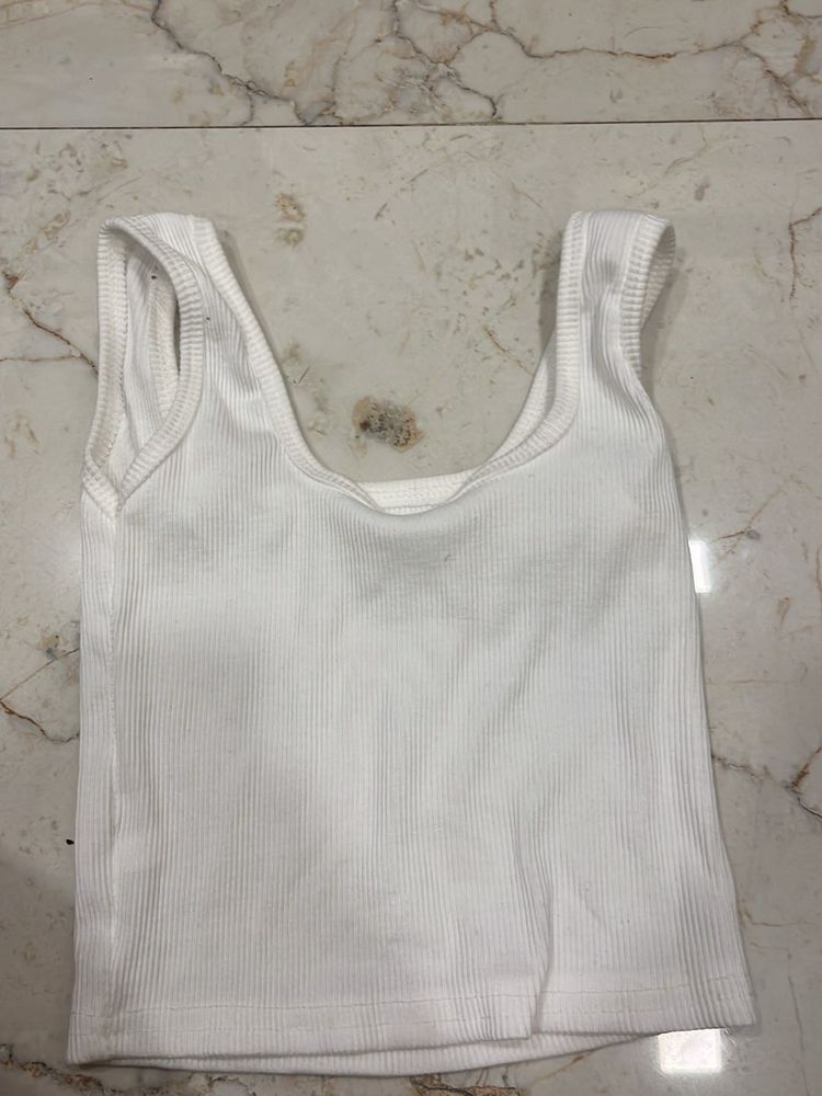 White Ribbed Tank Top
