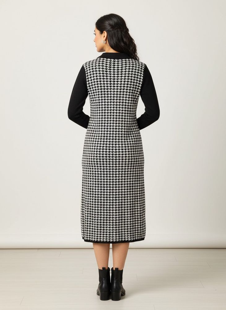 Houndstooth Midi Dress