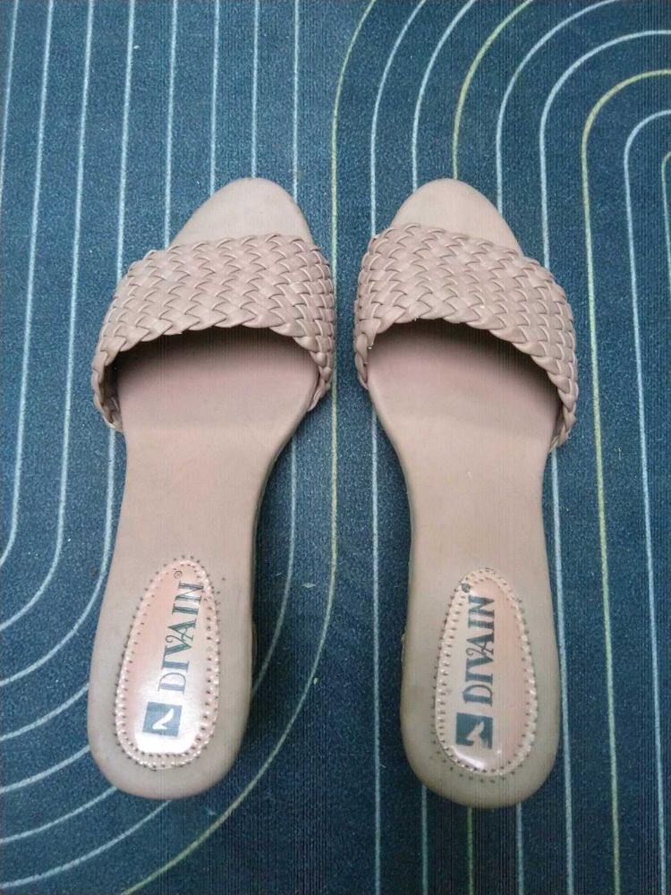 Stylish Beige Braided Slip-On Sandals