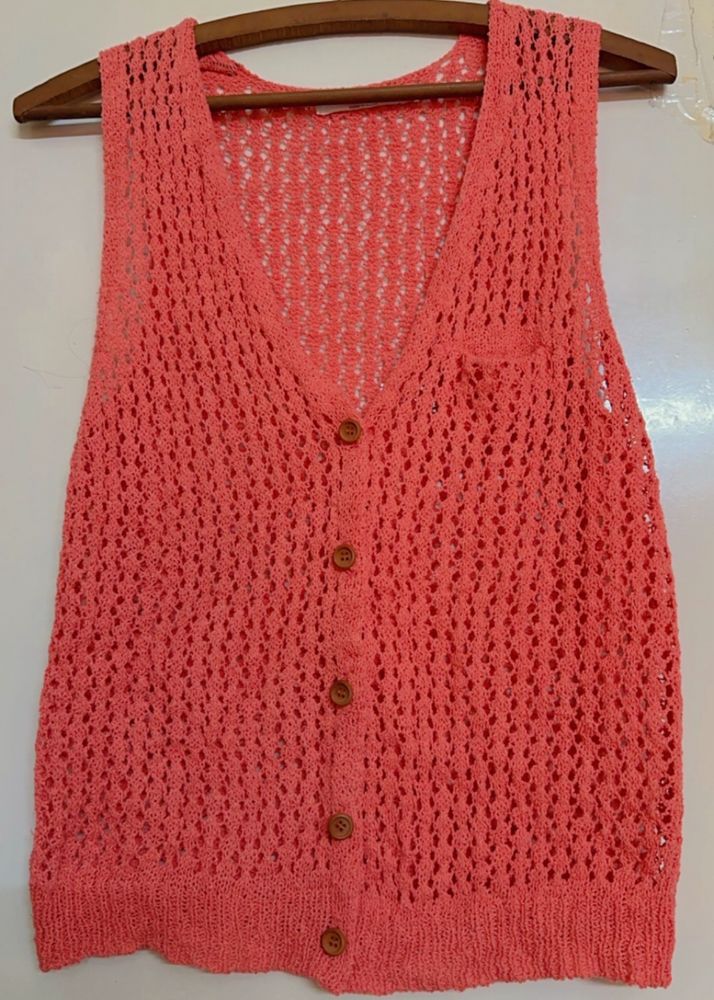 Crochet woollen Sleeveless Top/ Shrug