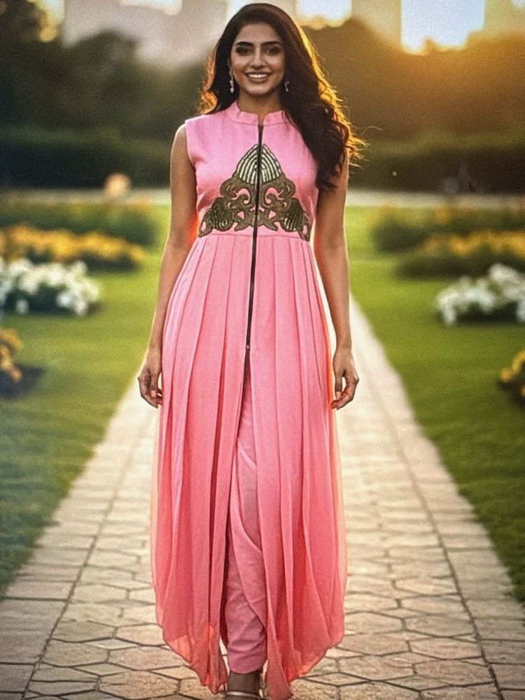 Elegant Pink Kurta Set with Dhoti Pants
