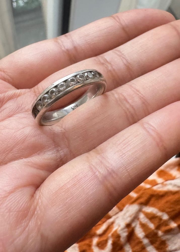 Sale 92.5 Silver Chunky Zircon Ring