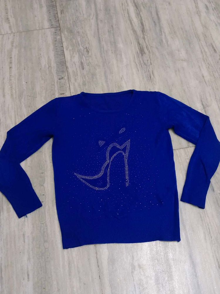 Blue Shoe Print Sweater