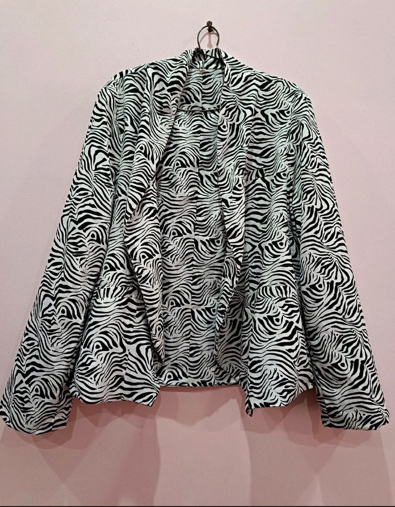 Stylish Zebra Print Blazer