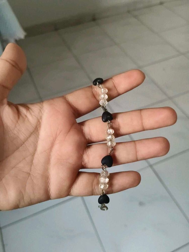 Cute Black Heart Beaded Bracelet