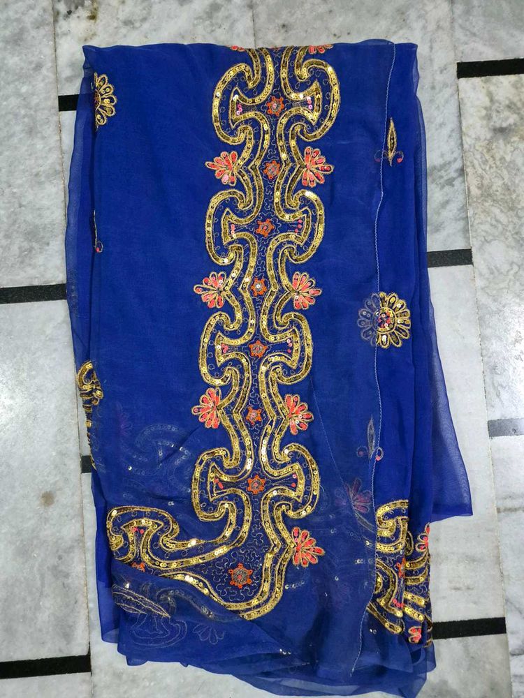 Beautiful Royal Blue Embellished Saree