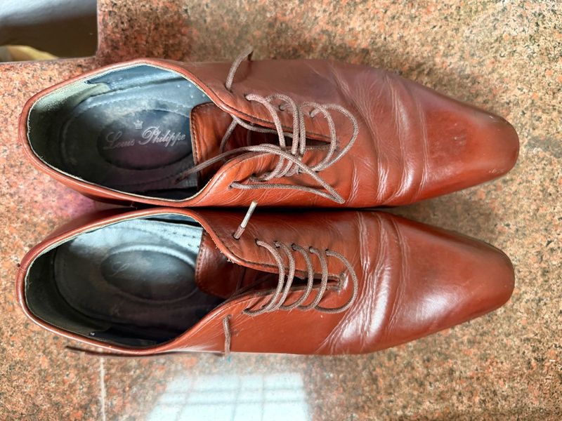 Louis Philippe Brown Leather Formal Shoes