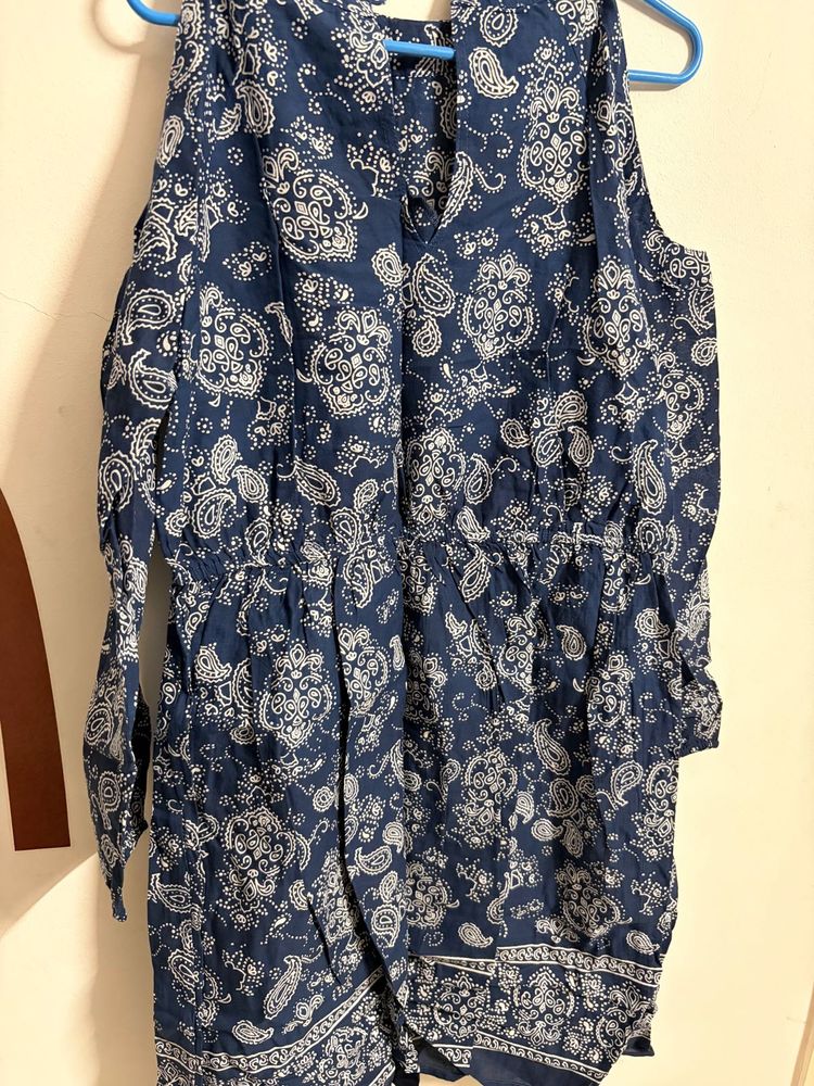 Blue Paisley Print Romper