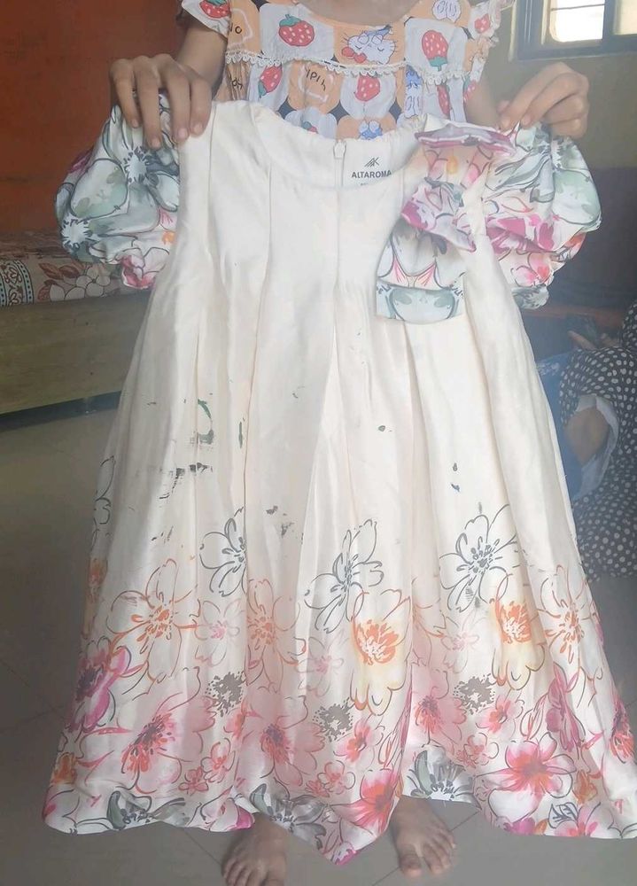 Cream Floral Print Gown