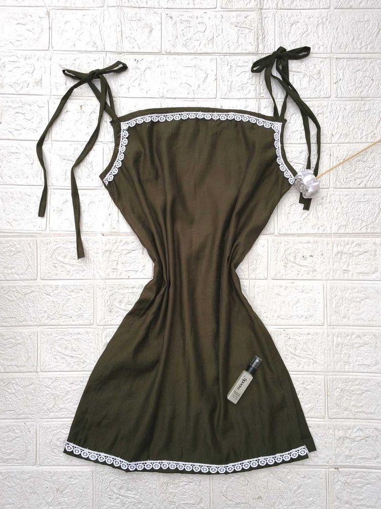 Olive Strappy Short Kurti 🫶🏻