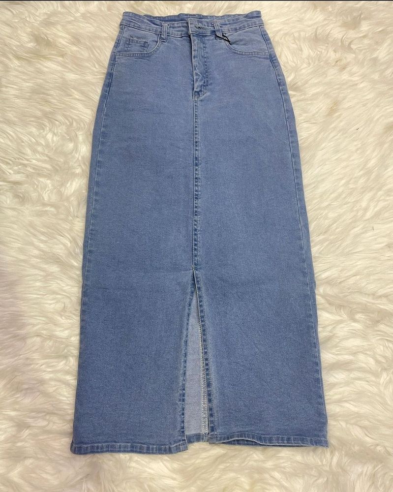 Long Denim Jean Skirt