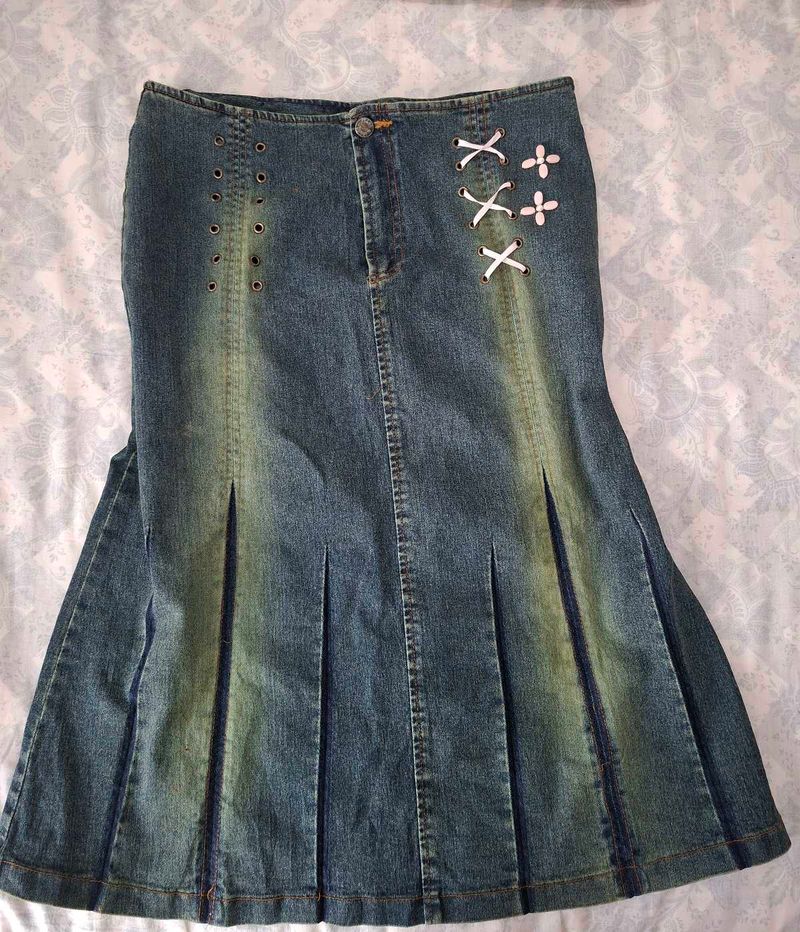 Vintage Embellished Denim Skirt