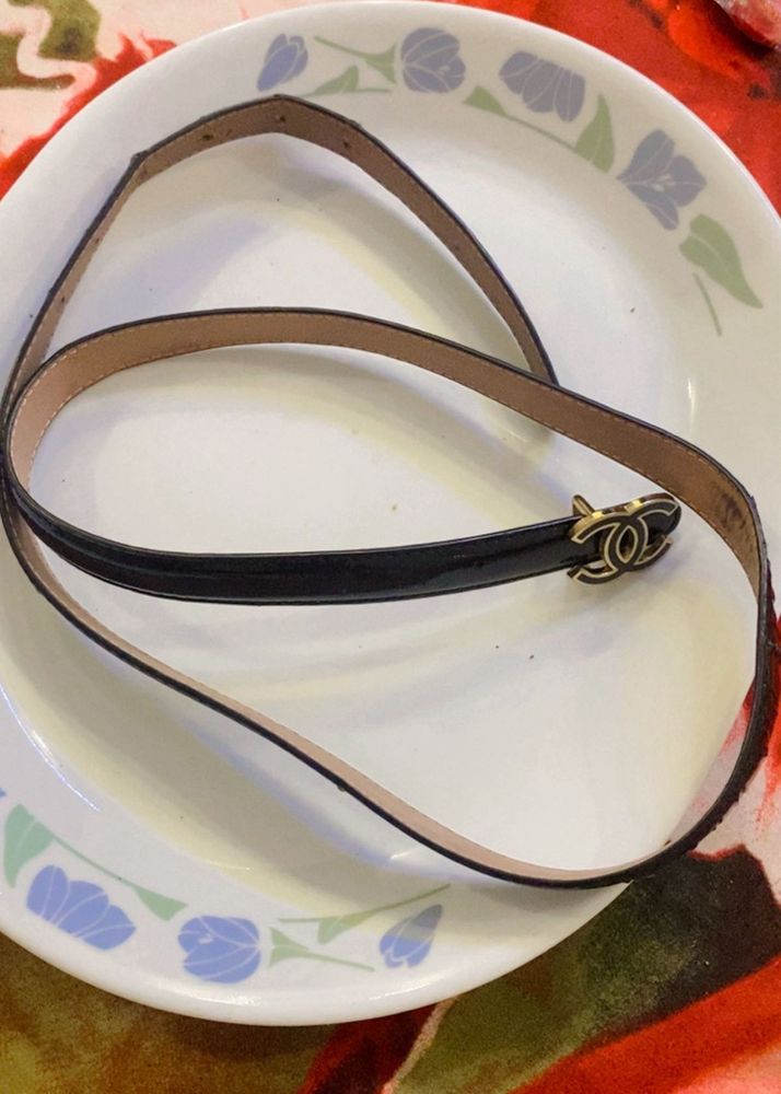 Chic Black Belt with CC Logo