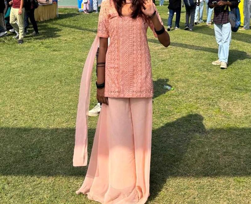 Elegant Peach Kurta Set with Palazzo
