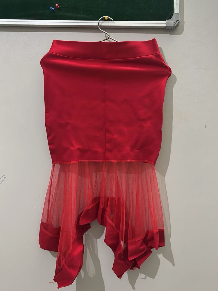 Stunning Red Net pattern skirt