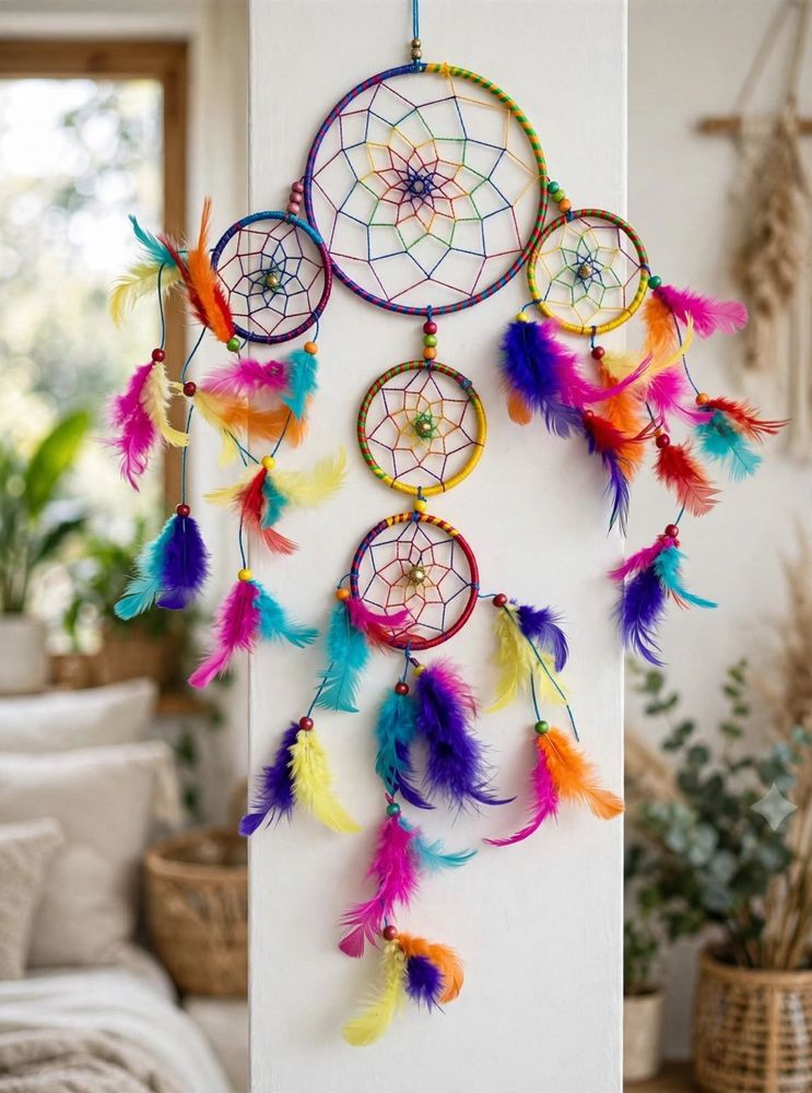 🌈🪶 MULTICOLOUR DREAM FEATHER CATCHER