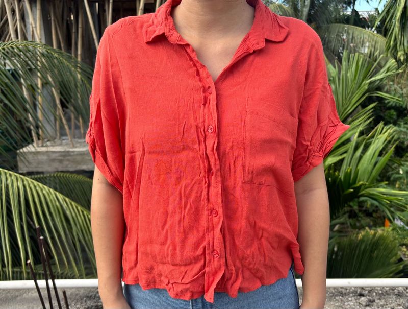 Vibrant Orange Loose Fit Top