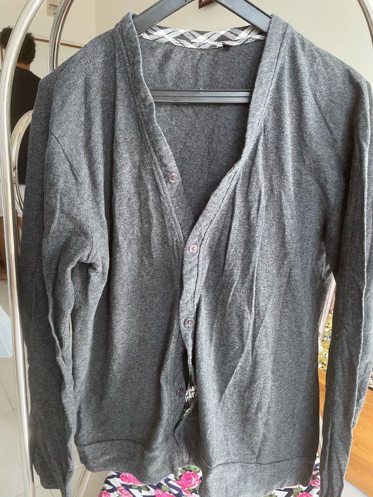 Gray Cardigan Sweater