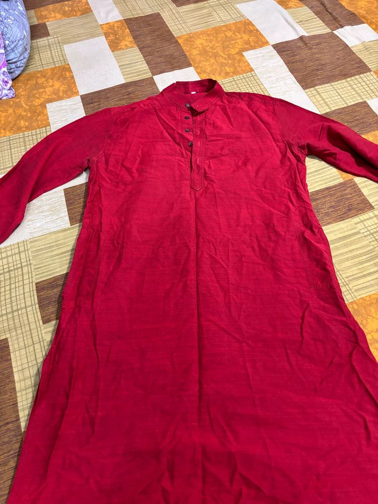 Red Cotton Kurta